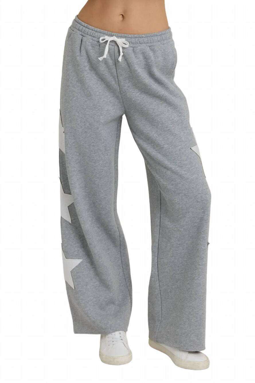 NEW VINTAGE HAVANA terry crew neck star pants in grey